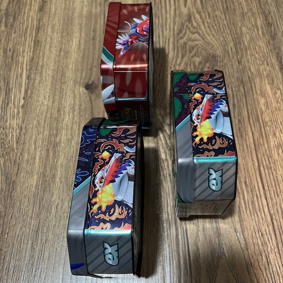 Pokemon Trading Card Game EMPTY Metal Container Boxes Set of 3 - Picture 2 of 4